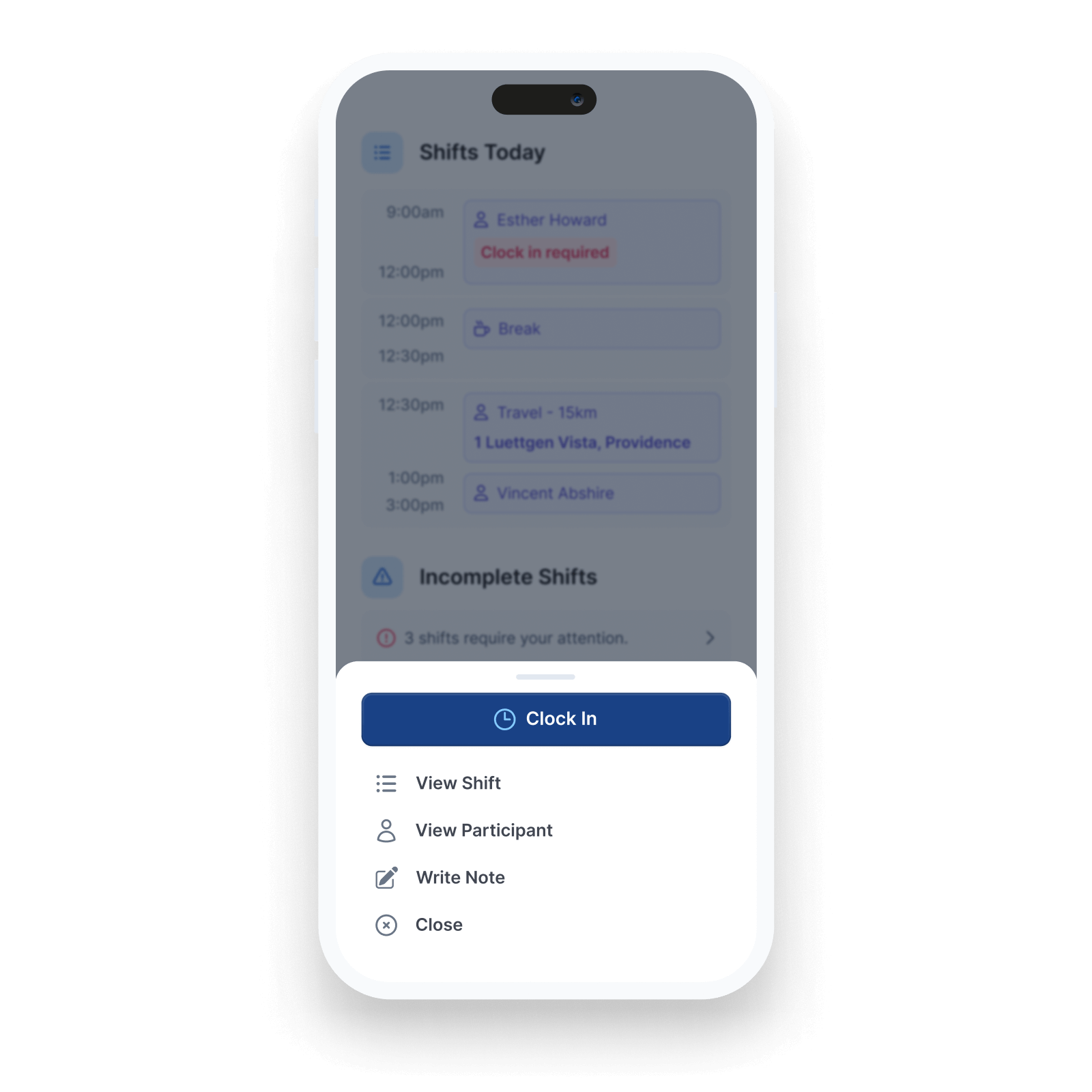 Support Worker app features